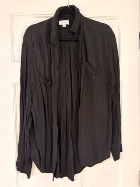 Evereve Black Women's Lightweight Draped Open-Front Blouse